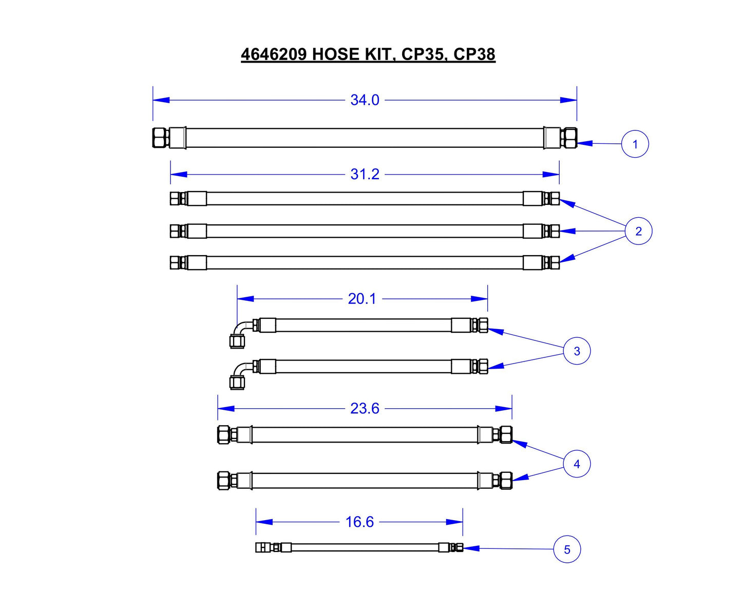 CP35BVXL Hose Kit, CP35, CP38 Assembly Parts