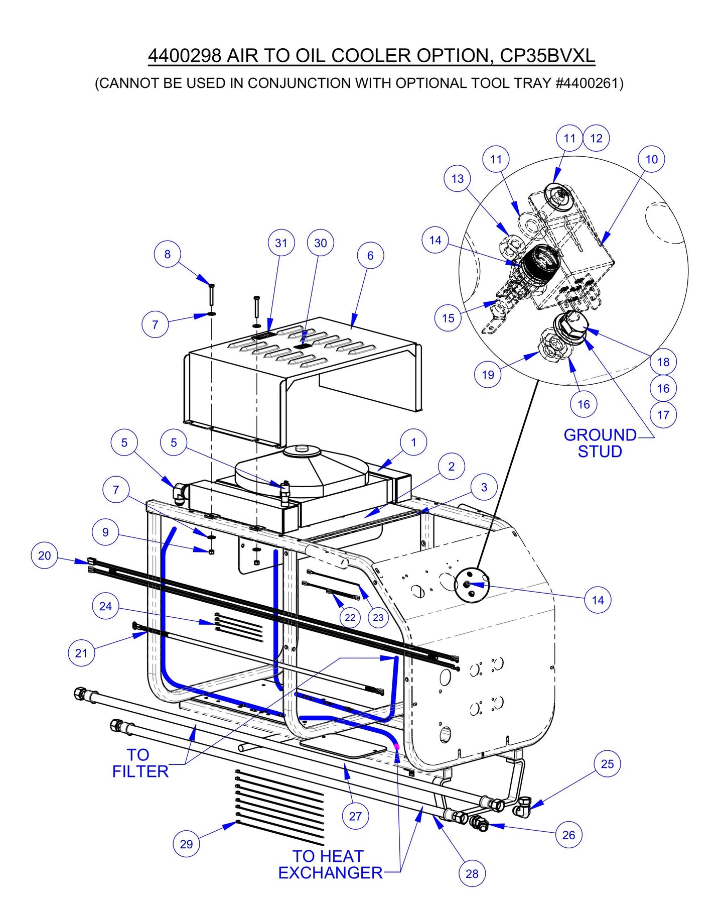 CP35BVXL Air To Oil Cooler Option Assembly Parts