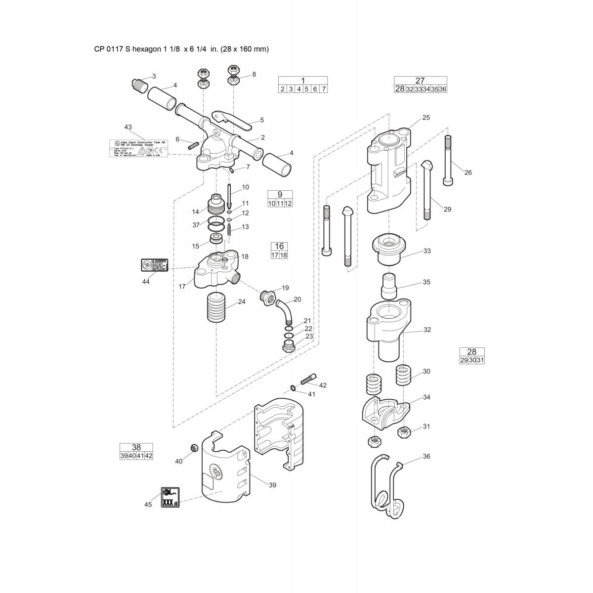 CP 0117 S Hexagon 1 1/8 x 6 1/4 in. (28 x 160 mm) Pneumatic Breaker Parts By Chicago Pneumatics