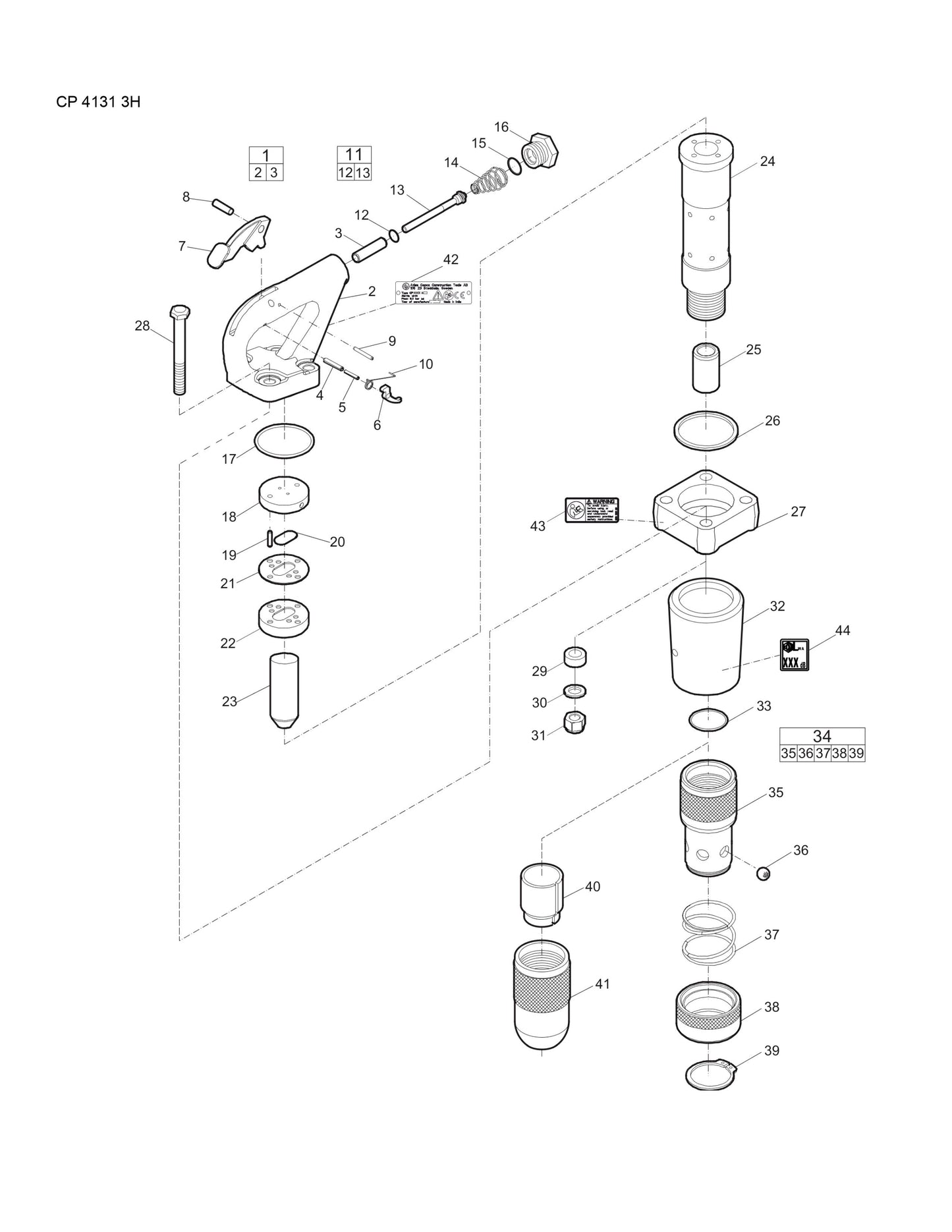 CP 4131 3H Pneumatic Pick Hammer Parts By Chicago Pneumatics