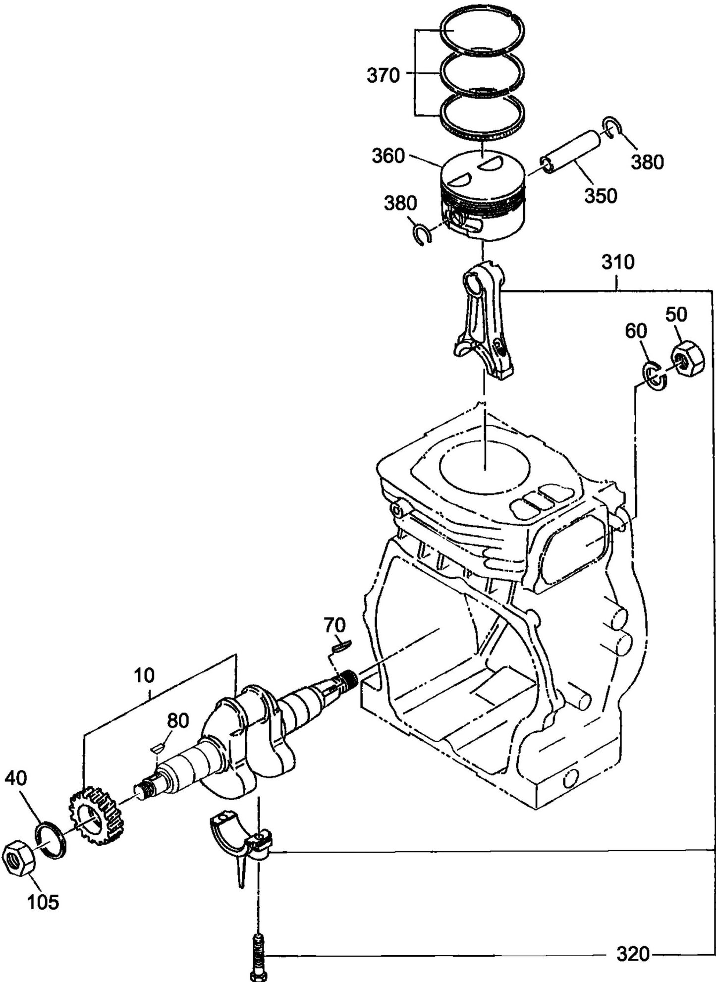 MT74FAF Robin EH-12-2D46051 Engine Crankshaft And Piston Assembly Parts