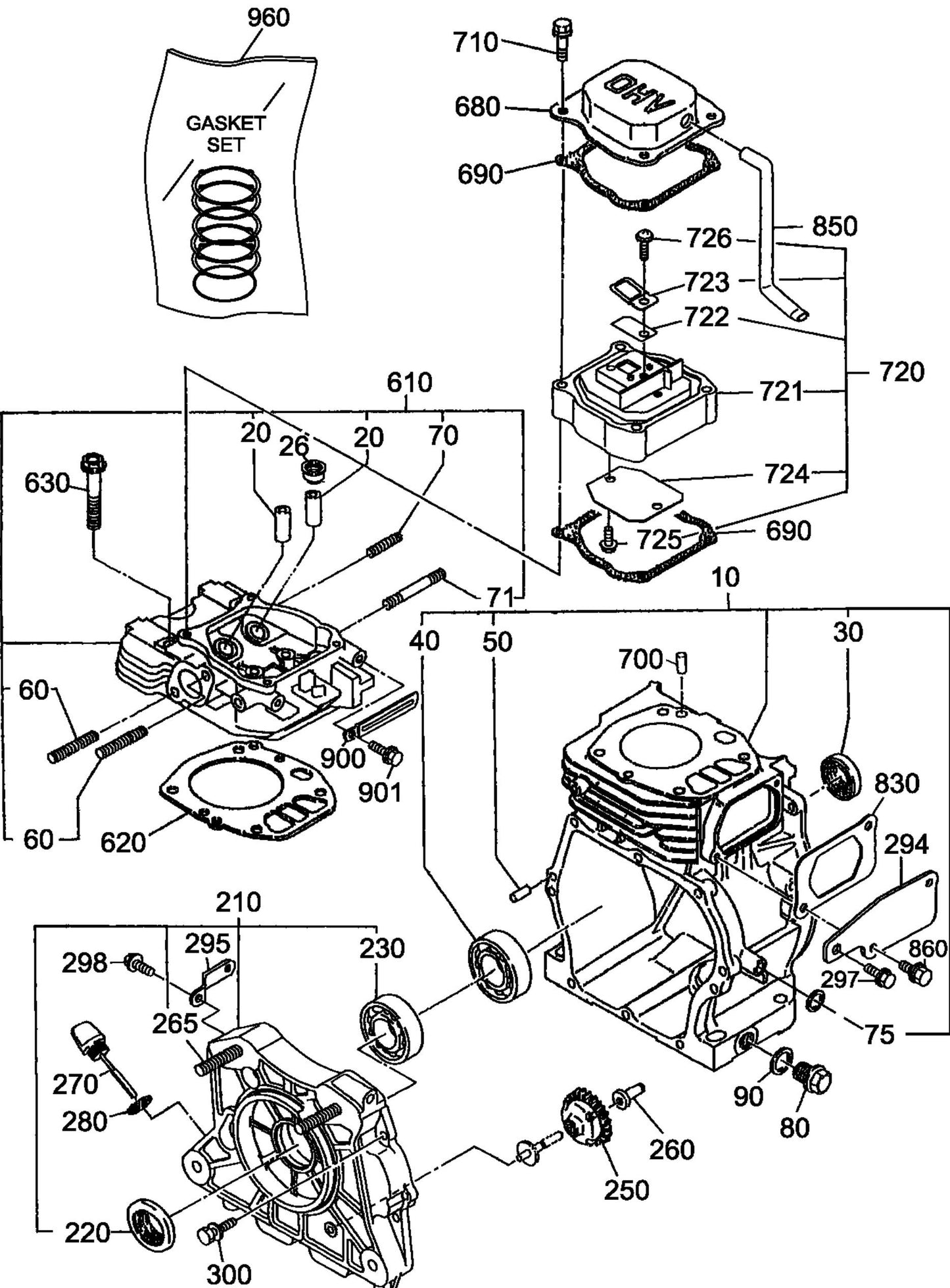 MT74FAF Robin EH-12-2D46051 Engine Crankcase And Cylinder Assembly Parts