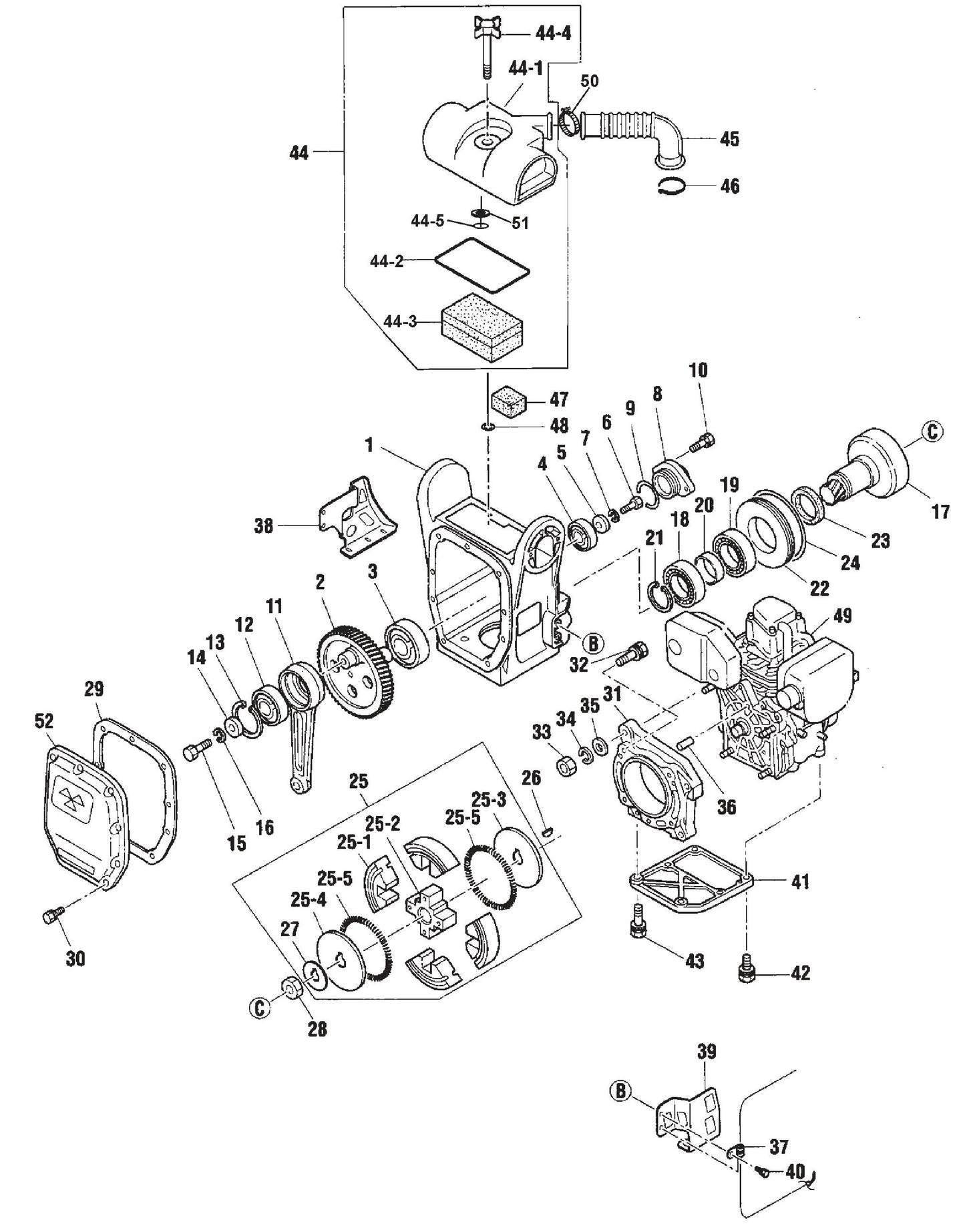 MT55F Crankcase And Engine Assembly Parts