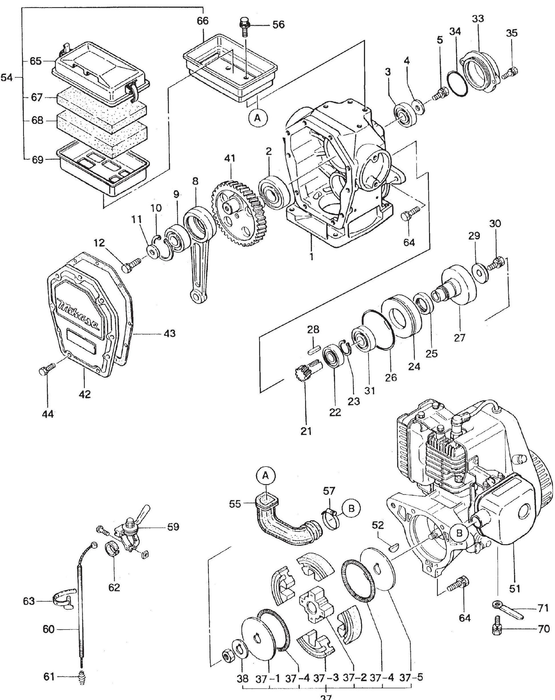 MT75HS Crankcase And Engine Assembly Parts