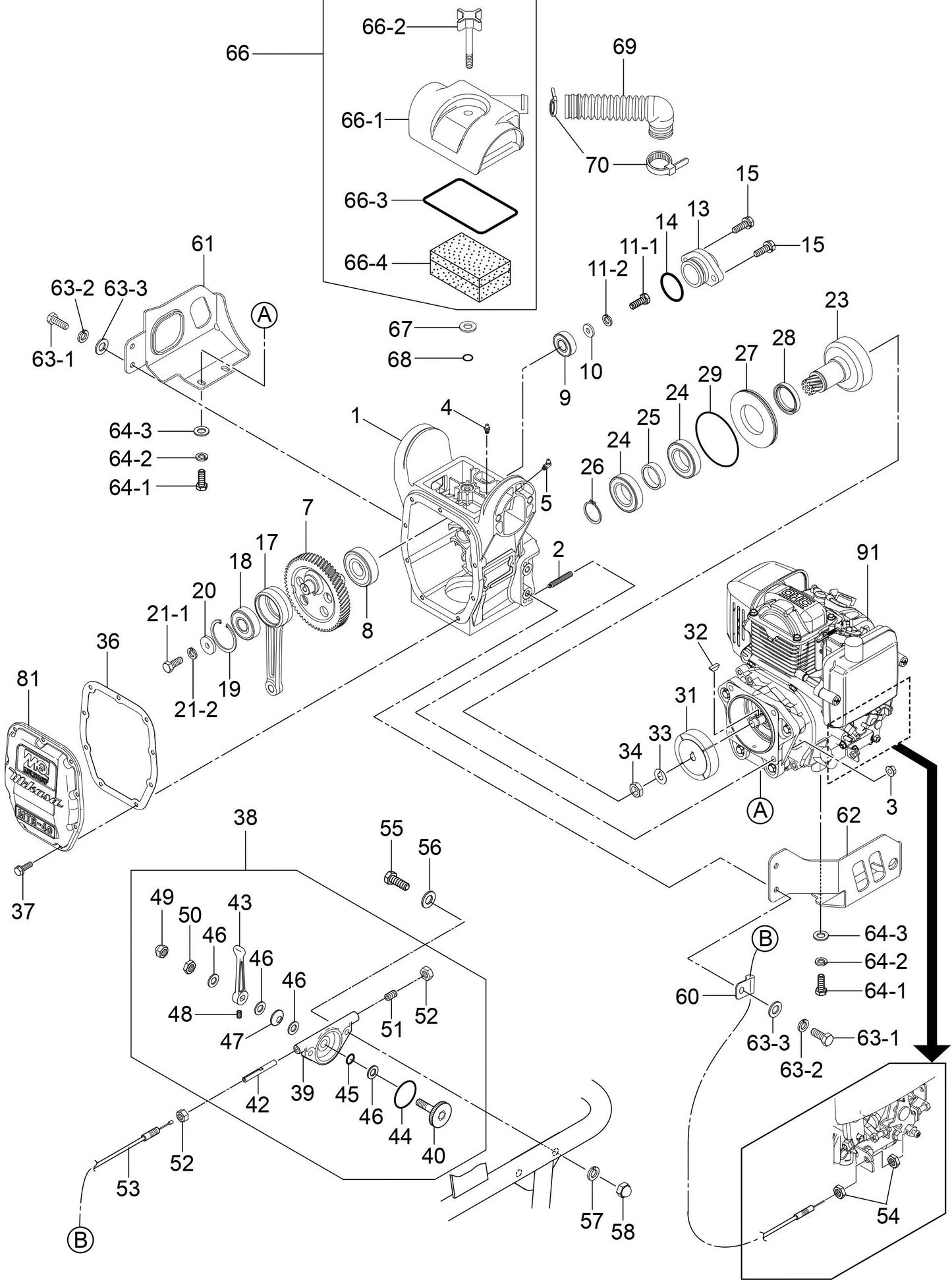 MTR40HF Crankcase And Engine Assembly Parts