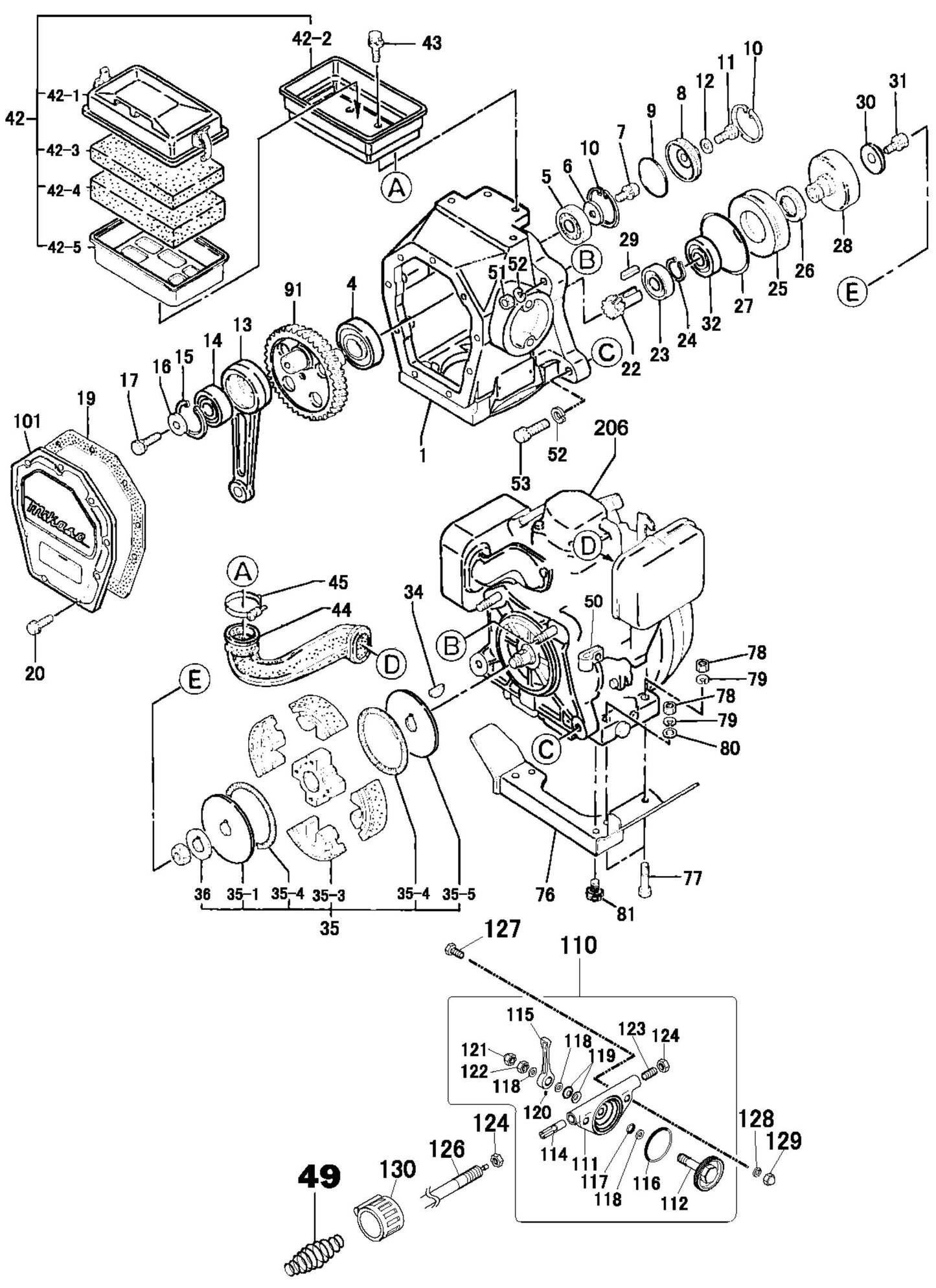 MT74FAF Crankcase And Engine Assembly Parts