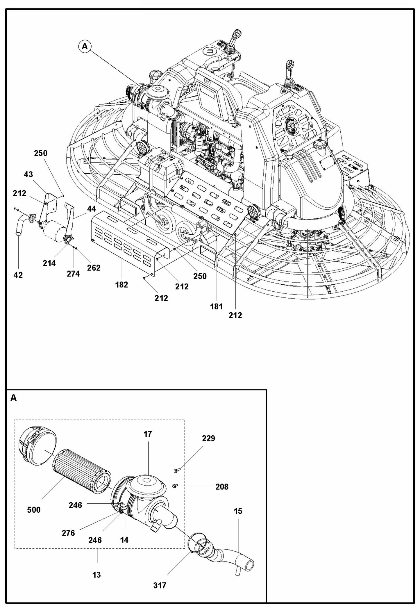 CRT 60 Air Cleaner and Rear Panel Assembly Parts