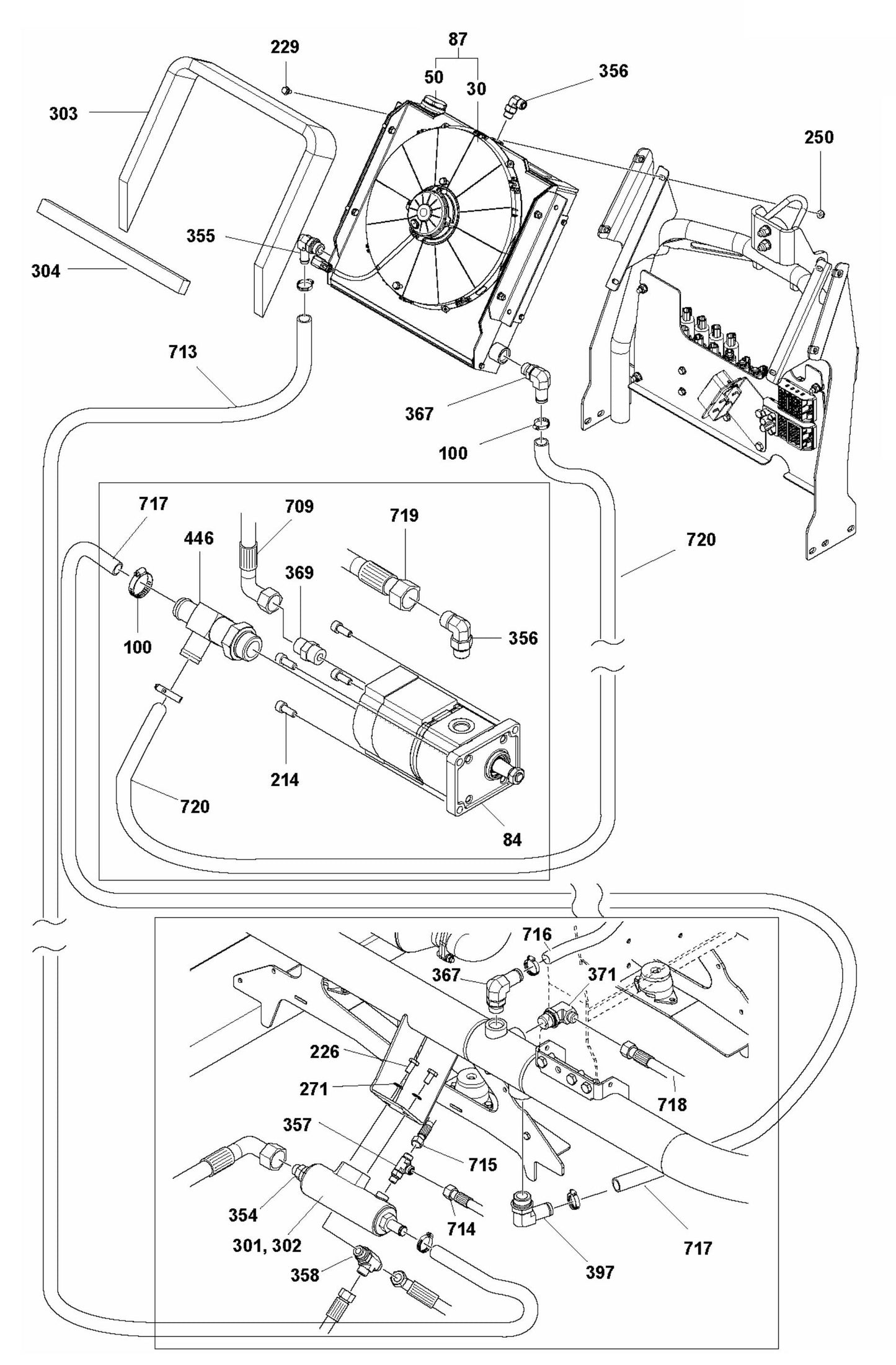CRT 60 Hydraulic Piping and Hydraulic Cooler Assembly Parts