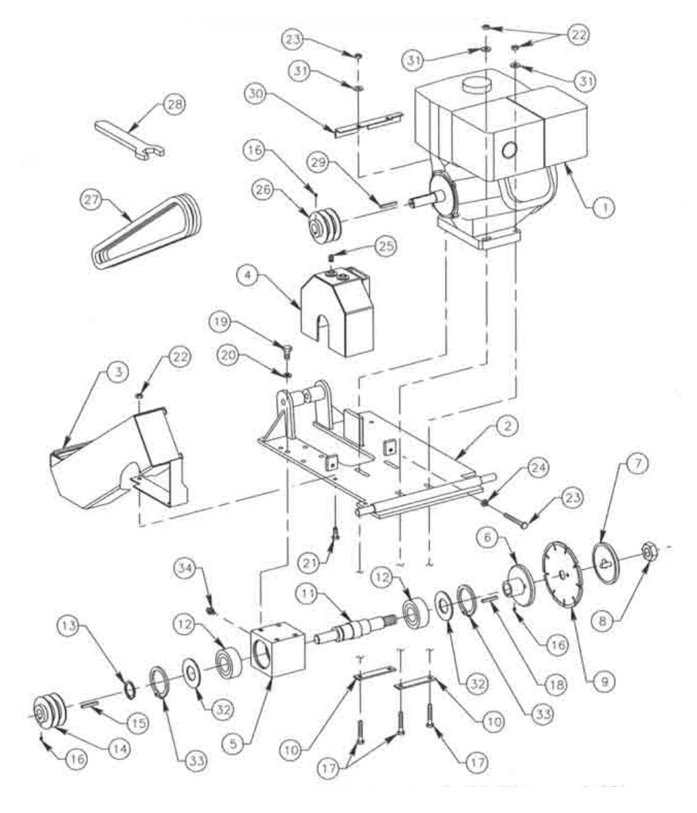 CS8GH Engine Mount Assembly CS8 Series Crack Saw Parts By General Equipment