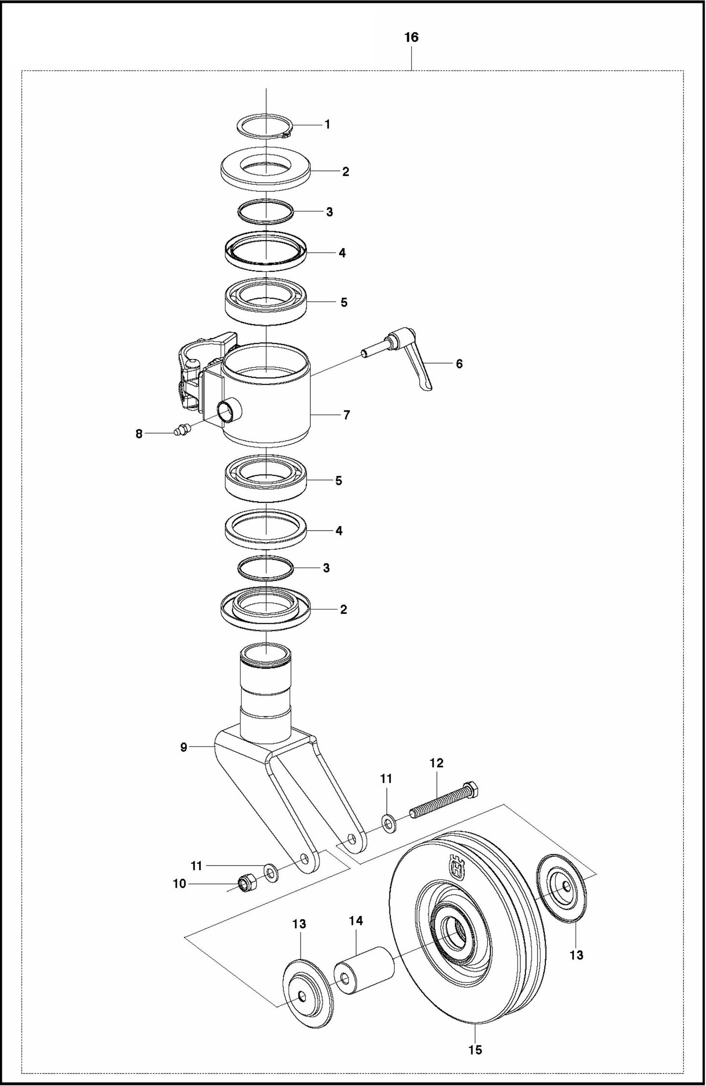 Swivel Pulley, Ball Bearing and Round Tube Assembly Parts for CS 10 Saw Accessories by Husqvarna