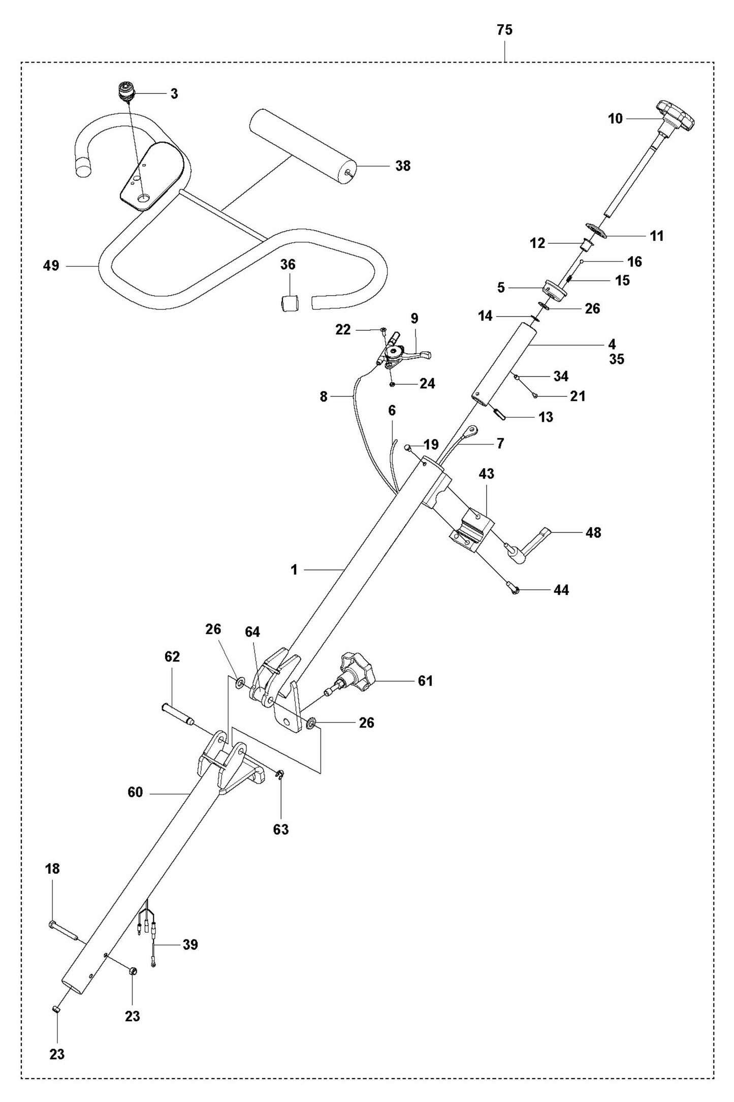 CT 36 Handle, Foldable and Adjustable With Twist Pitch Assembly Parts