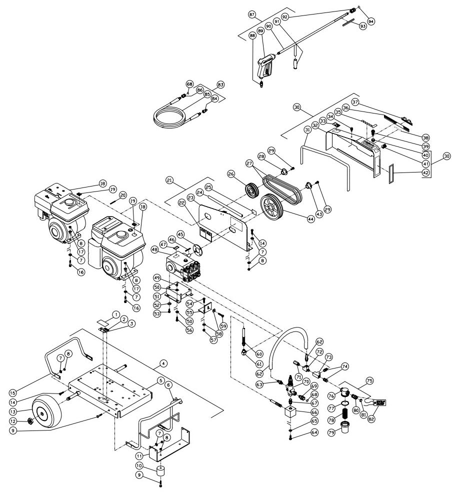 CW-3004-3MGH, CW-3004-3MGV (sn:0-99999999) Frame Assembly Parts by MI-T-M