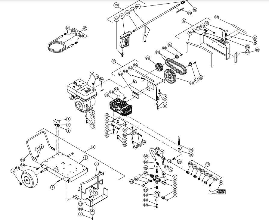 CW-2505-4UGH Frame Assembly Parts by MI-T-M