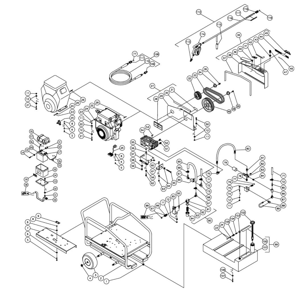 CWC-4005-0MGH (sn:10013876-99999999), CWC-4005-0MGV (sn:10012894-99999999) Frame Assembly Parts by Mi-T-M