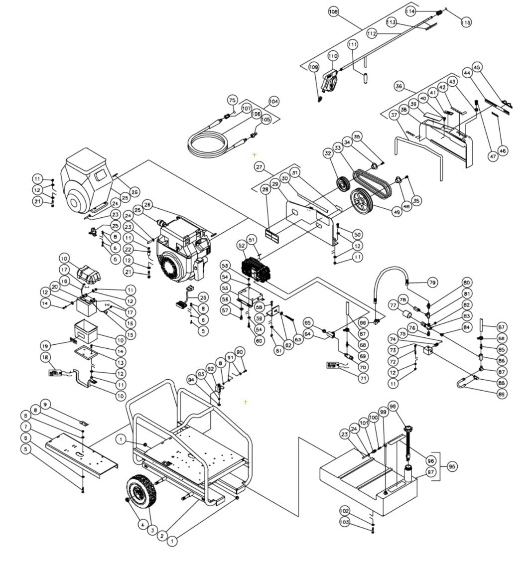 CWC-5004-1MGH (sn:10073562-10182543), CWC-5004-1MGV (sn:10073652-10182543) Frame Assembly Parts by Mi-T-M