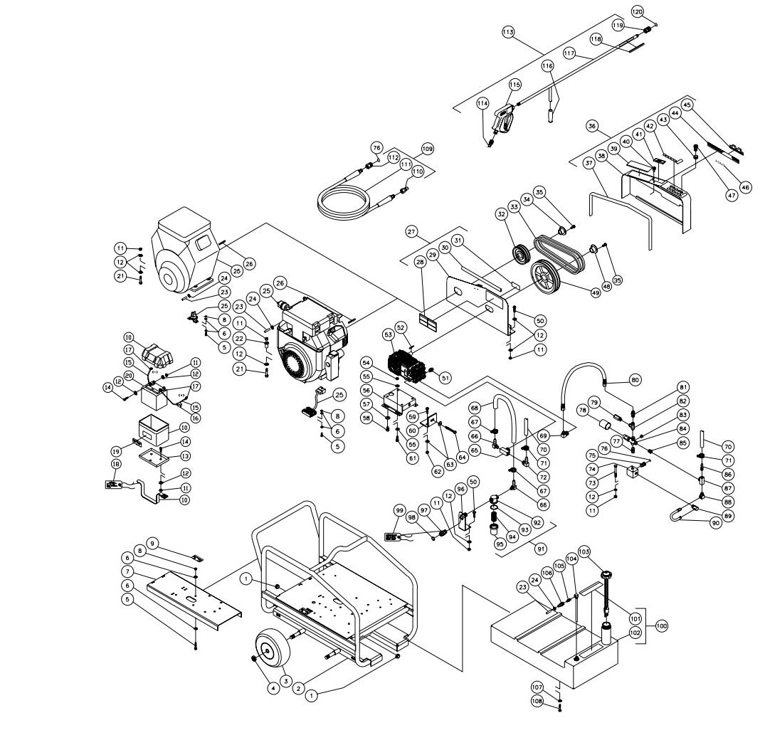 CWC-5004-1MGH (sn:10020493-10073561), CWC-5004-1MGV (sn:10005895-10073651) Frame Assembly Parts by Mi-T-M