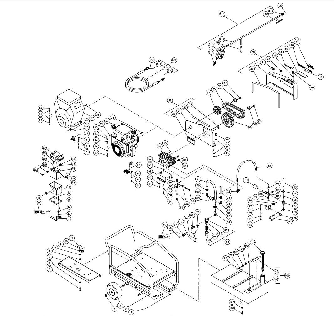 CWC-5004-0MGH (sn:397221-10020476), CWC-5004-0MGV (sn:397221-10005894) Frame Assembly Parts by Mi-T-M