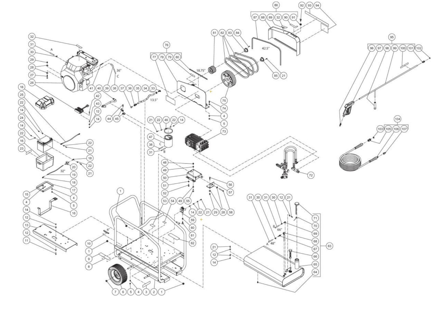 CWC-7004-4MGH (sn:0-99999999) Frame Assembly Parts by Mi-T-M