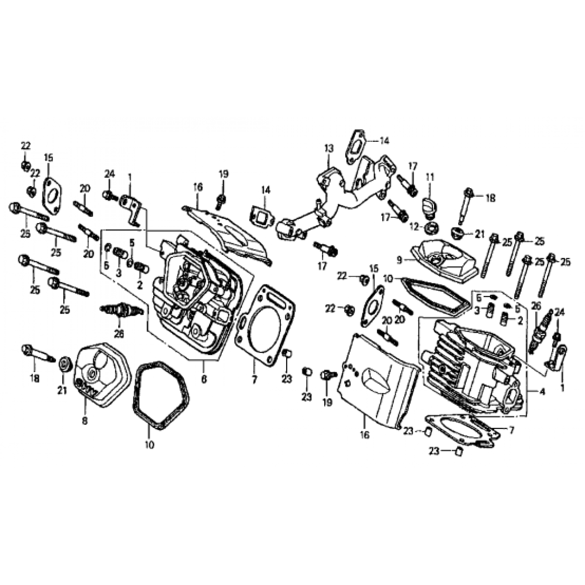 GA97HE GA9.7HE—HONDA GX610K1VD/U1VD ENGINE —Cylinder Head Assembly Parts By Multiquip