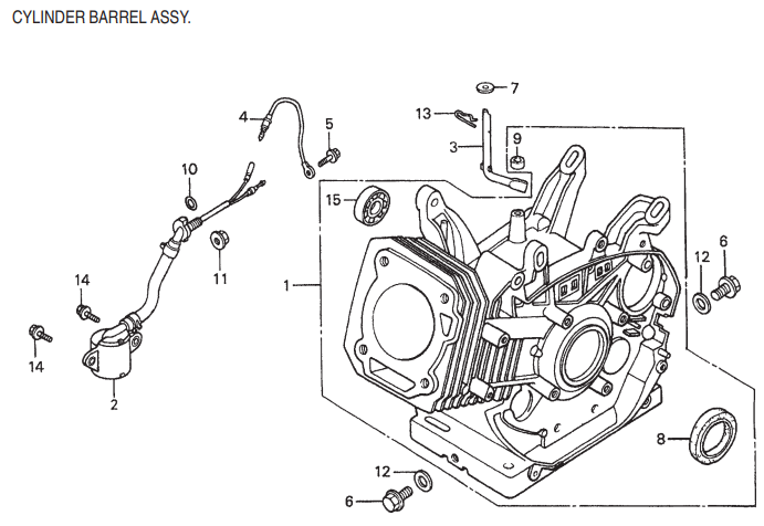 GA6HE-GA6HEA—HONDA GX340K1EDE2 ENGINE—Cylinder Barrel Assembly Parts By Multiquip