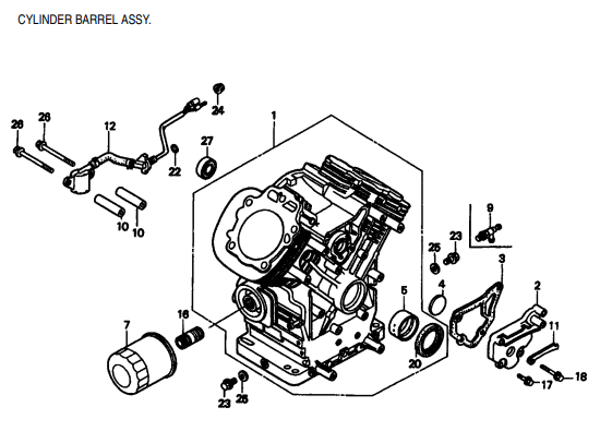GA97HZ GA-9.7 HZ —HONDA GX610K1 ENGINE — Cylinder Barrel Assembly Parts By multiquip