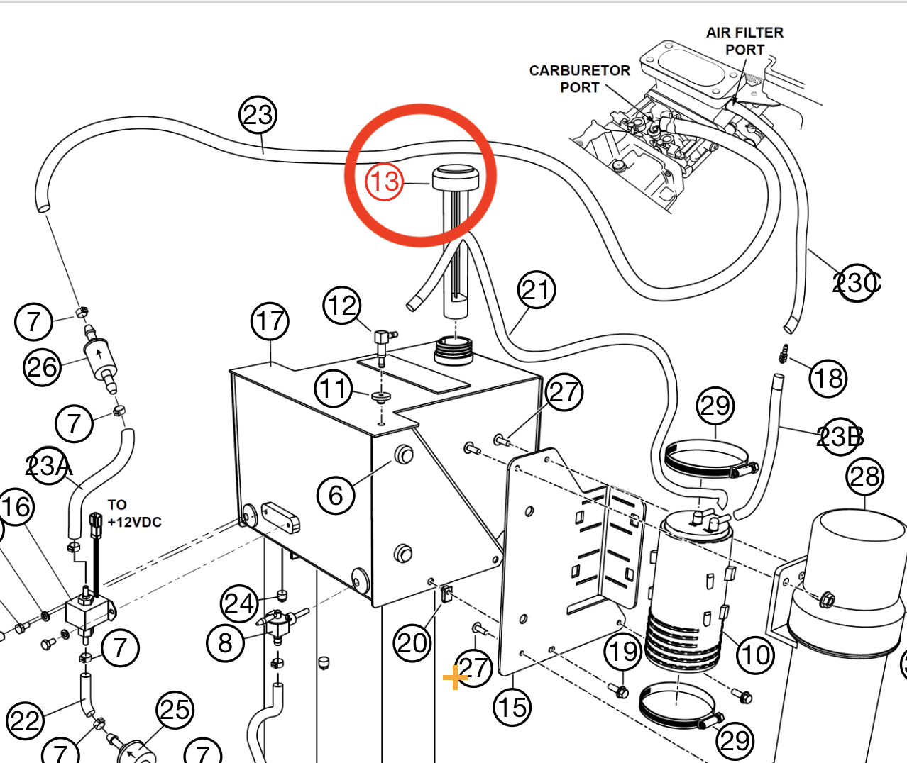 23514 Cap, Fuel Epa for AR13HA SN 110301 And Above Ride On Tandem Drum Roller with Diesel Engine by Multiquip