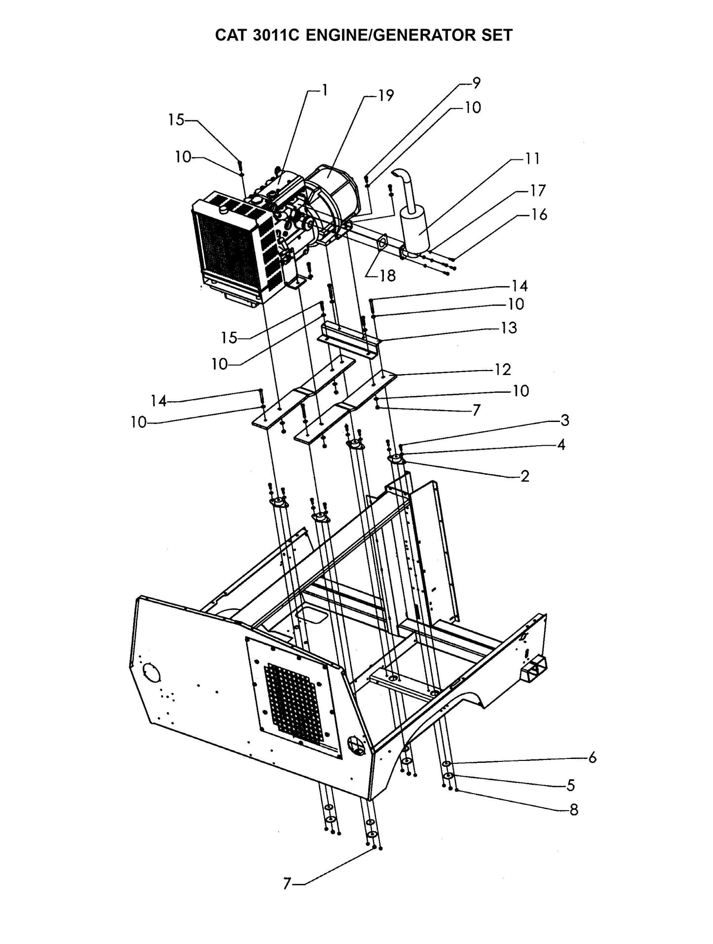 Maxi-Lite Laydown 6-8KW-CAT 3011C Engine/Generator Set Parts By Allmand