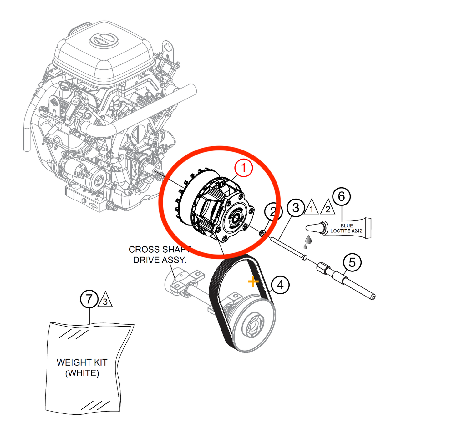 32449 Clutch, Cvt Drive W/Taper-Hil for HHNG5 Mechanical ride on power trowels by Multiquip Whiteman