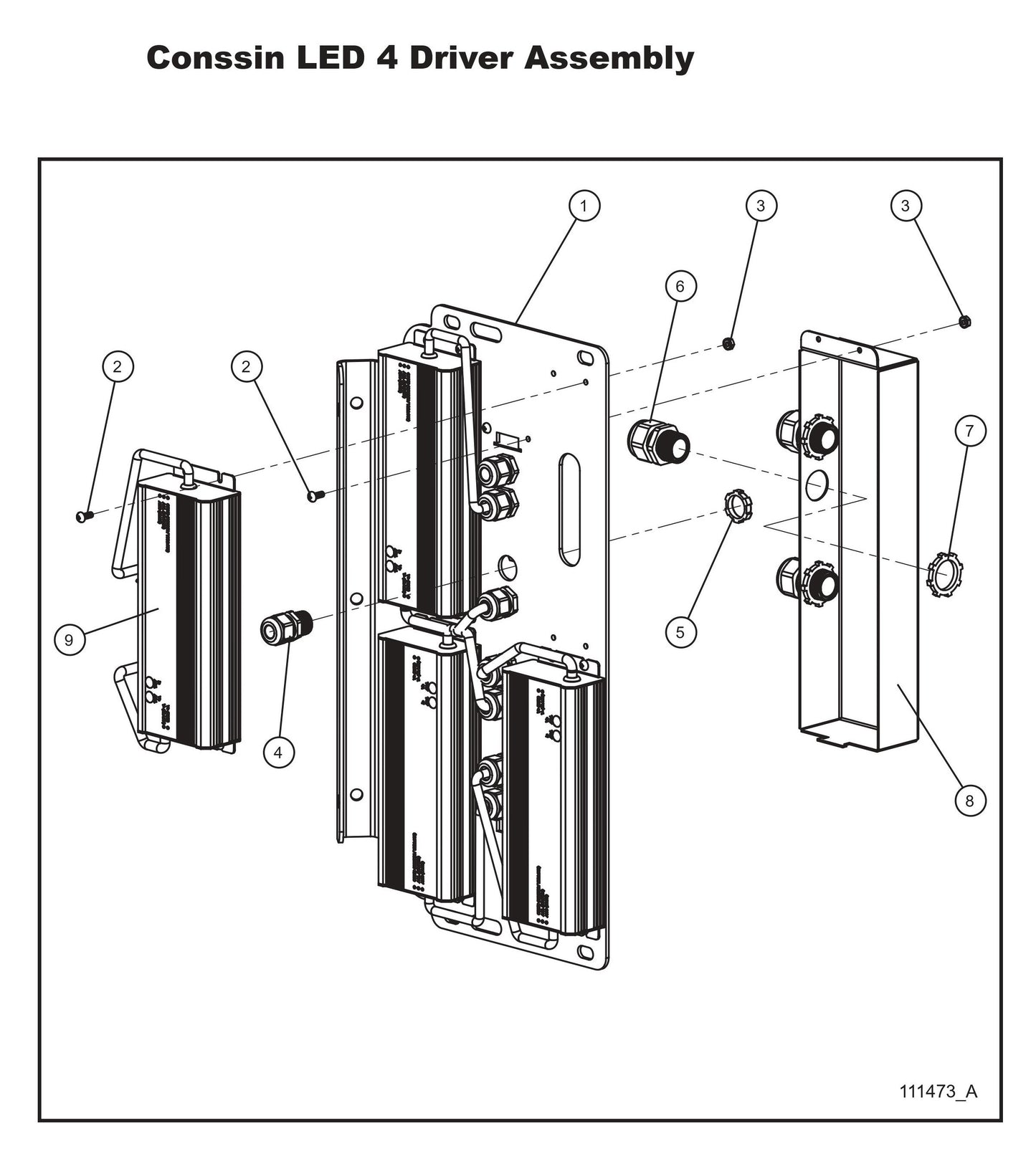 Conssin LED 4 Driver Assembly Parts By Allmand