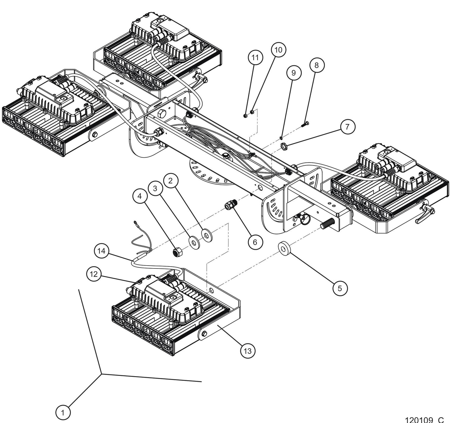 V Series Night-Lite Pro II Conssin SMD LED Lamp Install Group Parts By Allmand