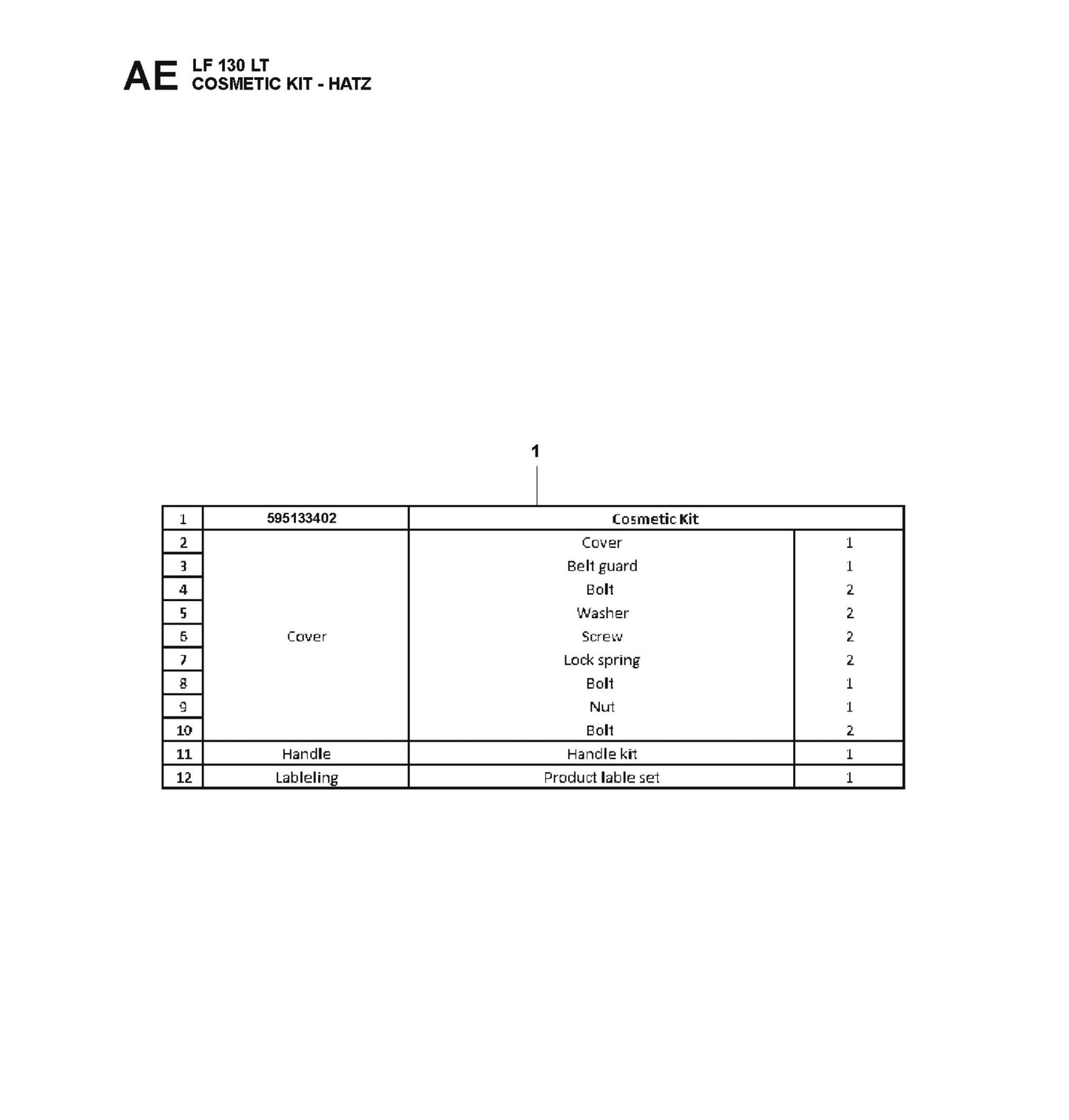 Cosmetic Kit-Hatz Parts For LF 130 LT Petrol By Husqvarna