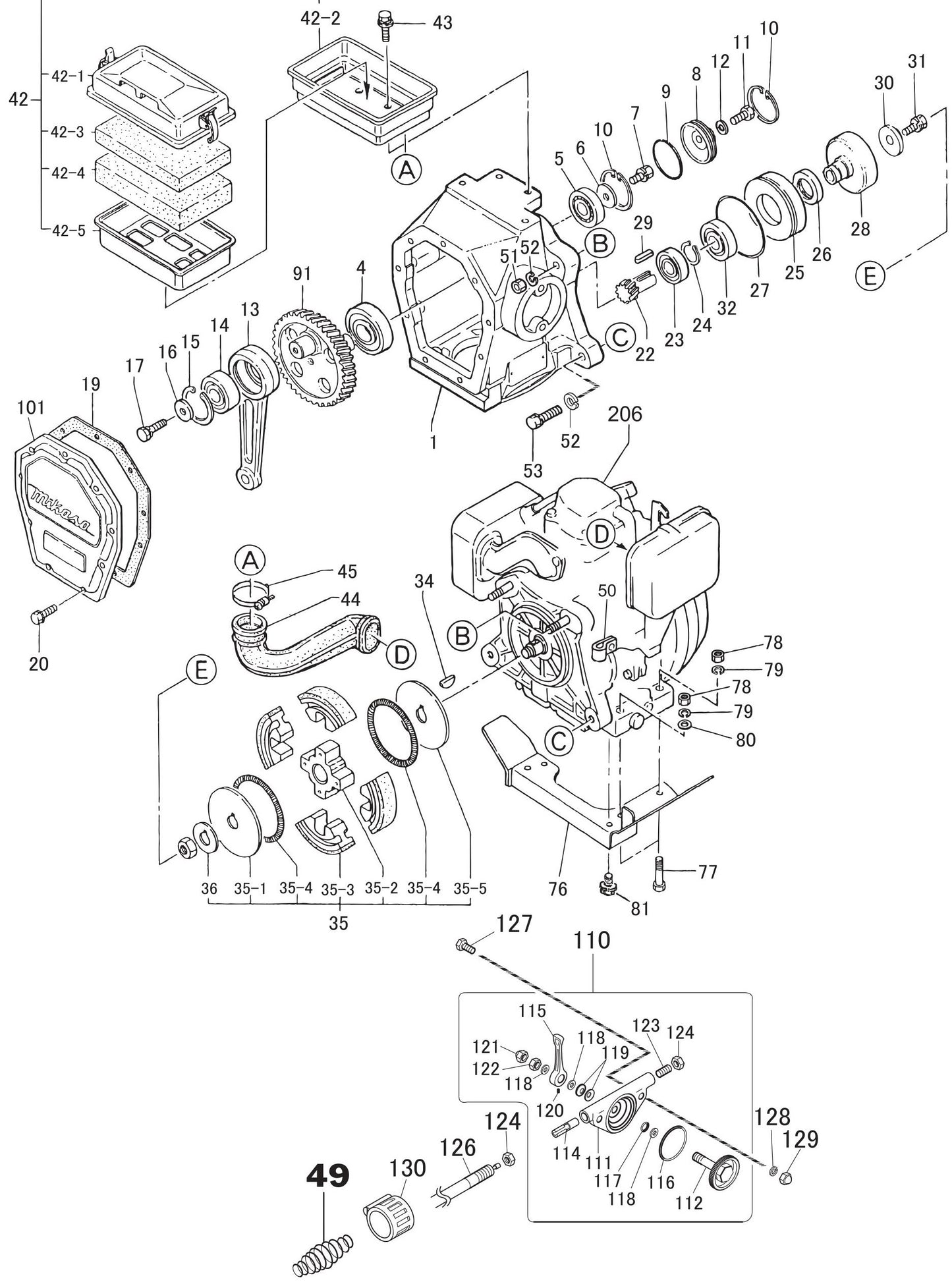 MT84FA Crankcase And Engine Assembly Parts