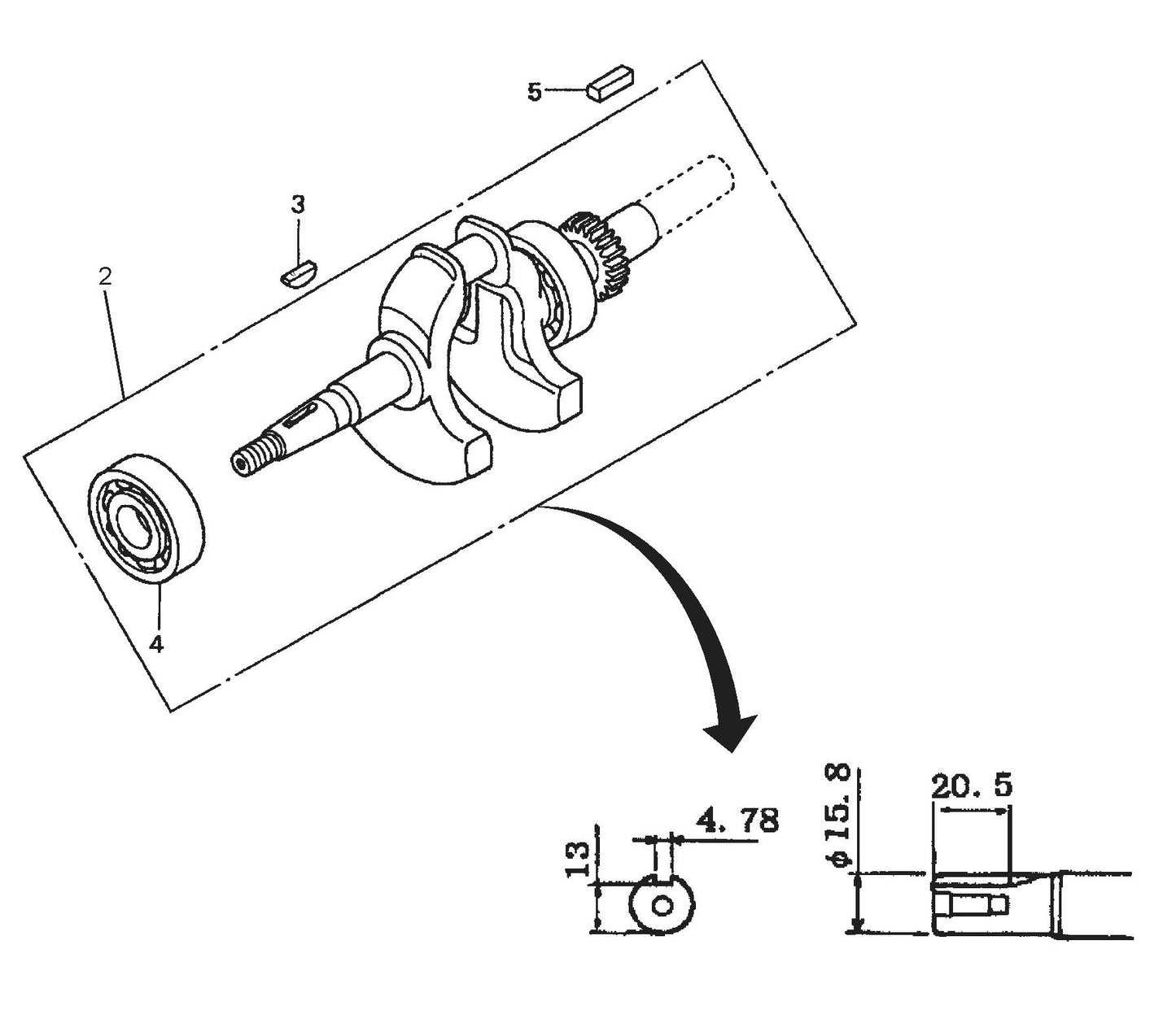 BP-25H Honda GXH50QXA Engine —Crankshaft/ Balancer Assembly Parts By Multiquip