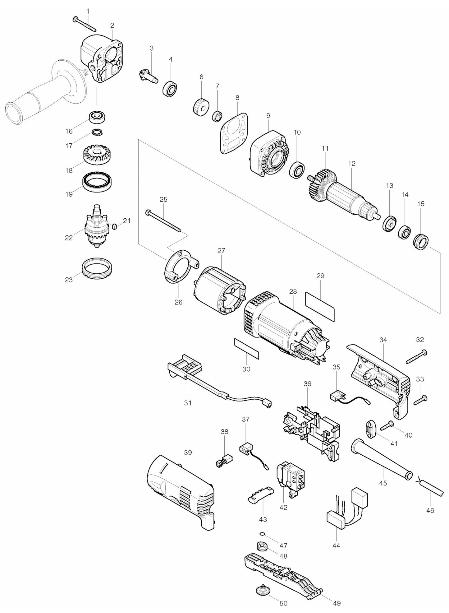 DA3010F Drill Assembly Parts By Makita