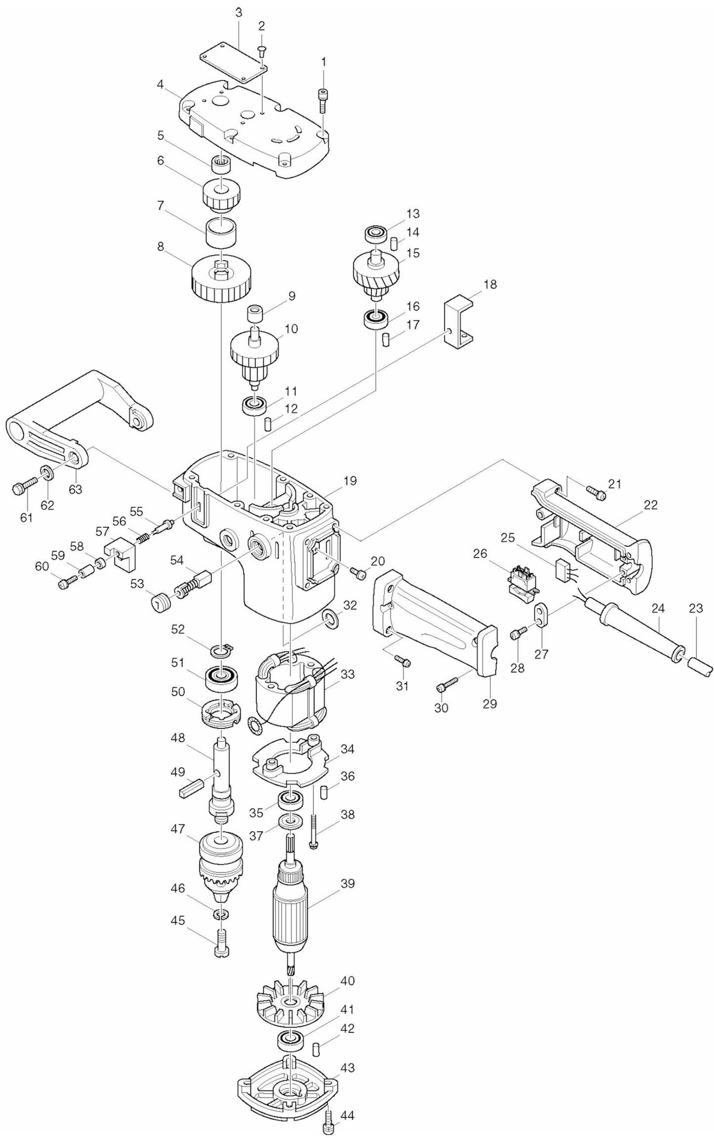 DA6300 Drill assembly Parts By Makita