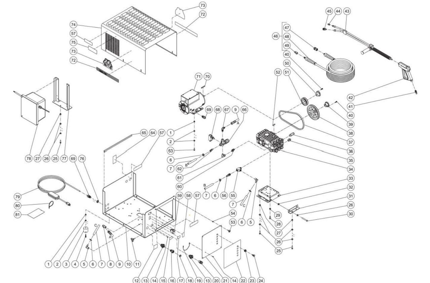 DC-1003-WSE1G (sn:10165217-10375000), (sn:10375001-10495457) Frame Assembly Parts by Mi-T-M