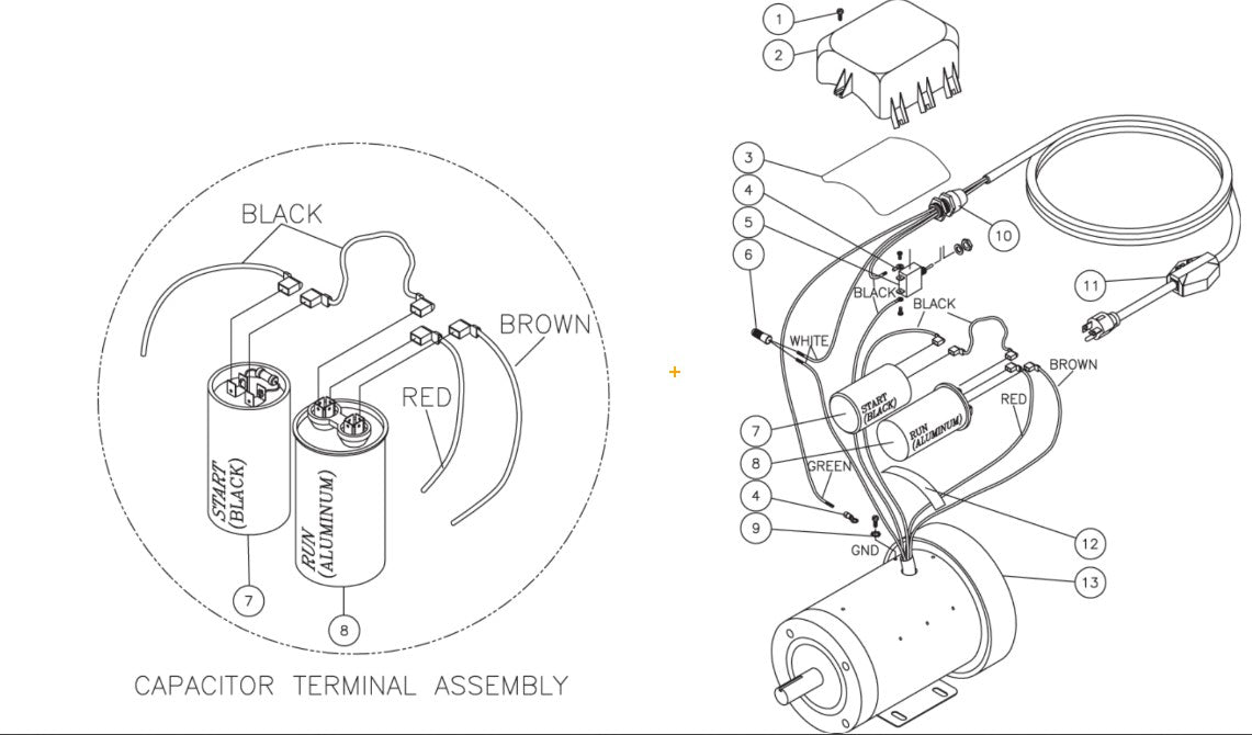 DC-1502-A0E1G, DC-1502-A0E1G-W, DC-1502-H0E1H Motor Assembly Parts by Mi-T-M