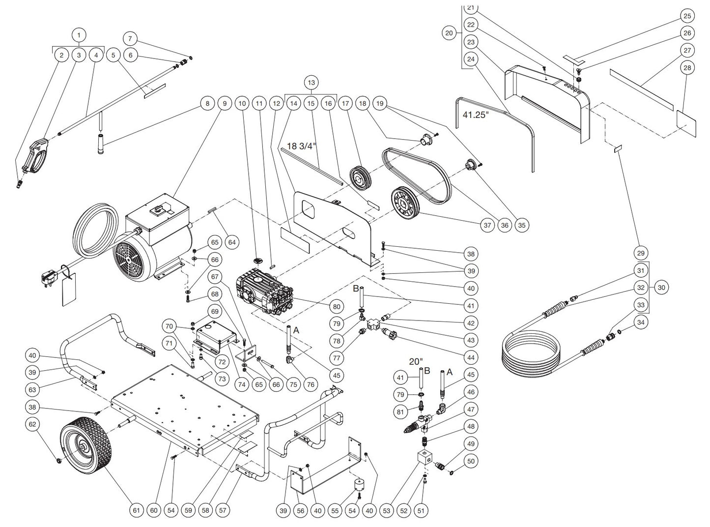 DC-2405-W4E2G, DC-2405-W4E3G, DC-3004-W4E2G (sn:11500526-11448401), (sn:11326875-11400525)   Frame Assembly Parts by Mi-T-M