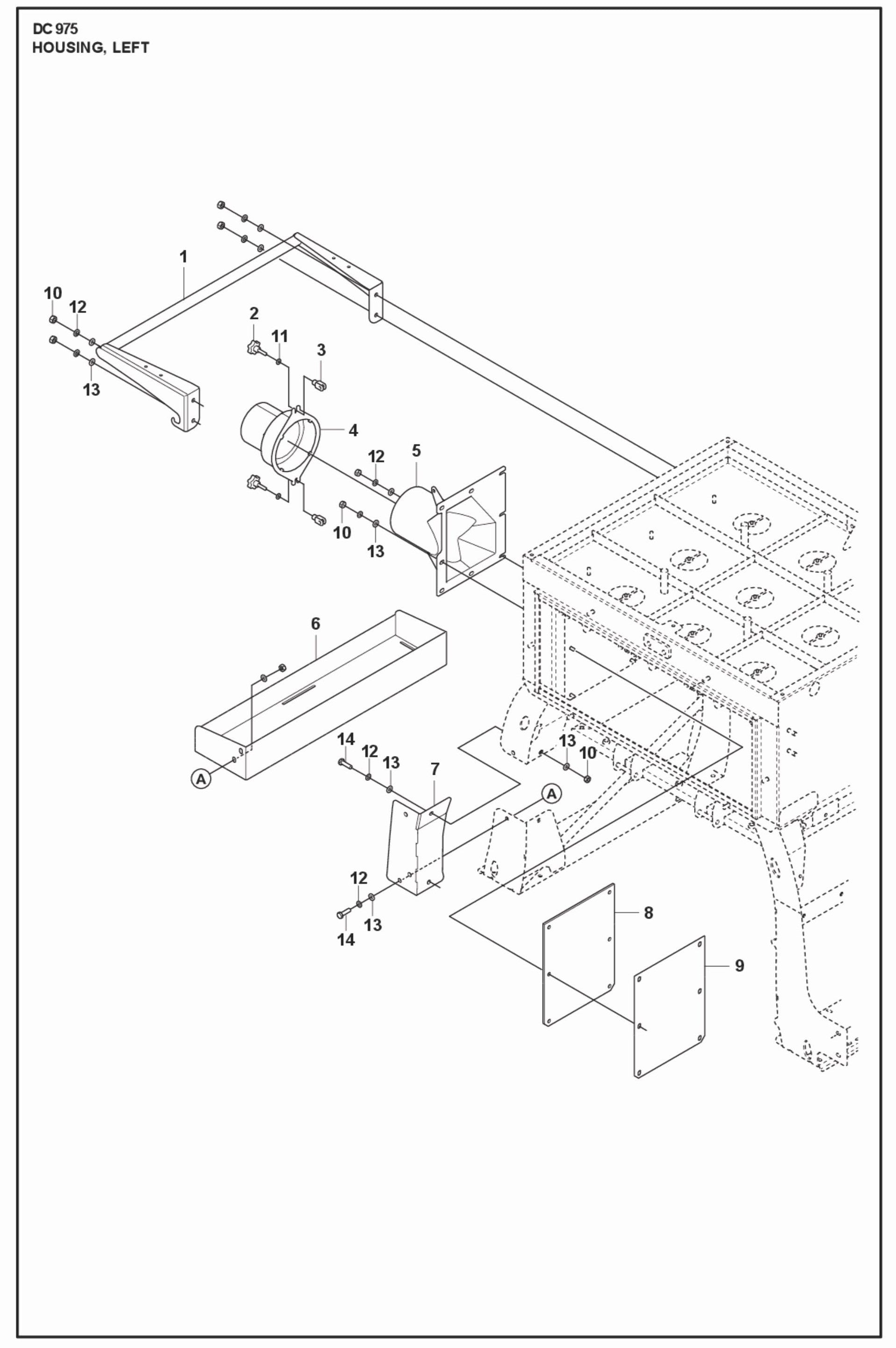 Housing, Left Parts For DC 975 By Husqvarna