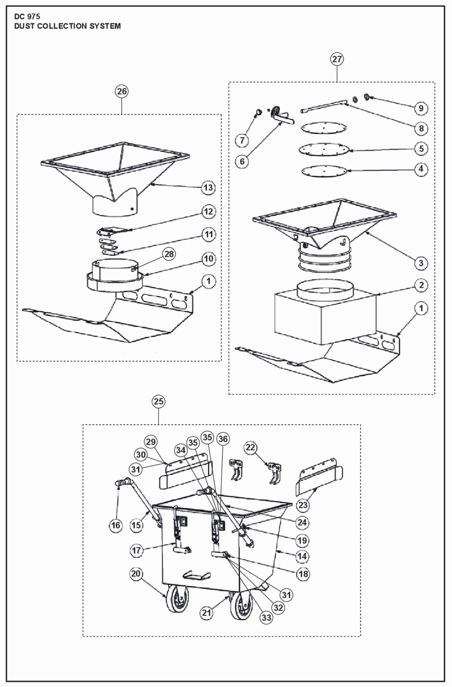 Dust Collection System Parts For DC 975 By Husqvarna