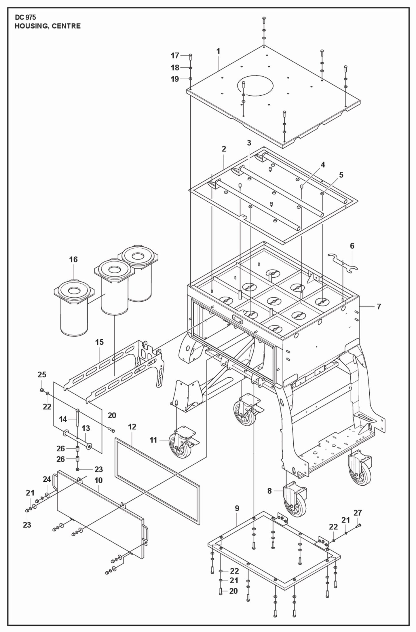 Housing, Centre Parts For DC 975 By Husqvarna