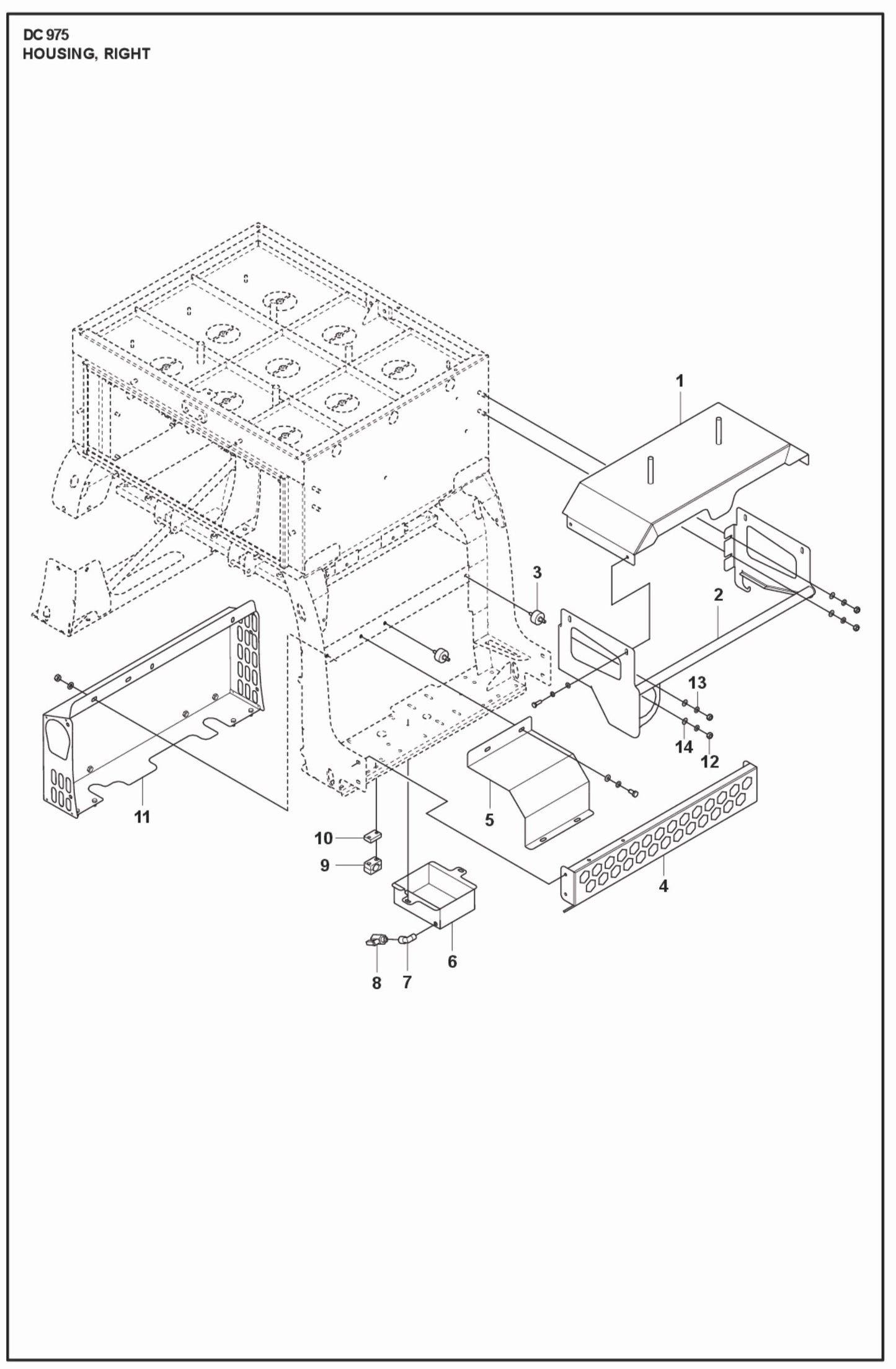 Housing, Right Parts For DC 975 By Husqvarna
