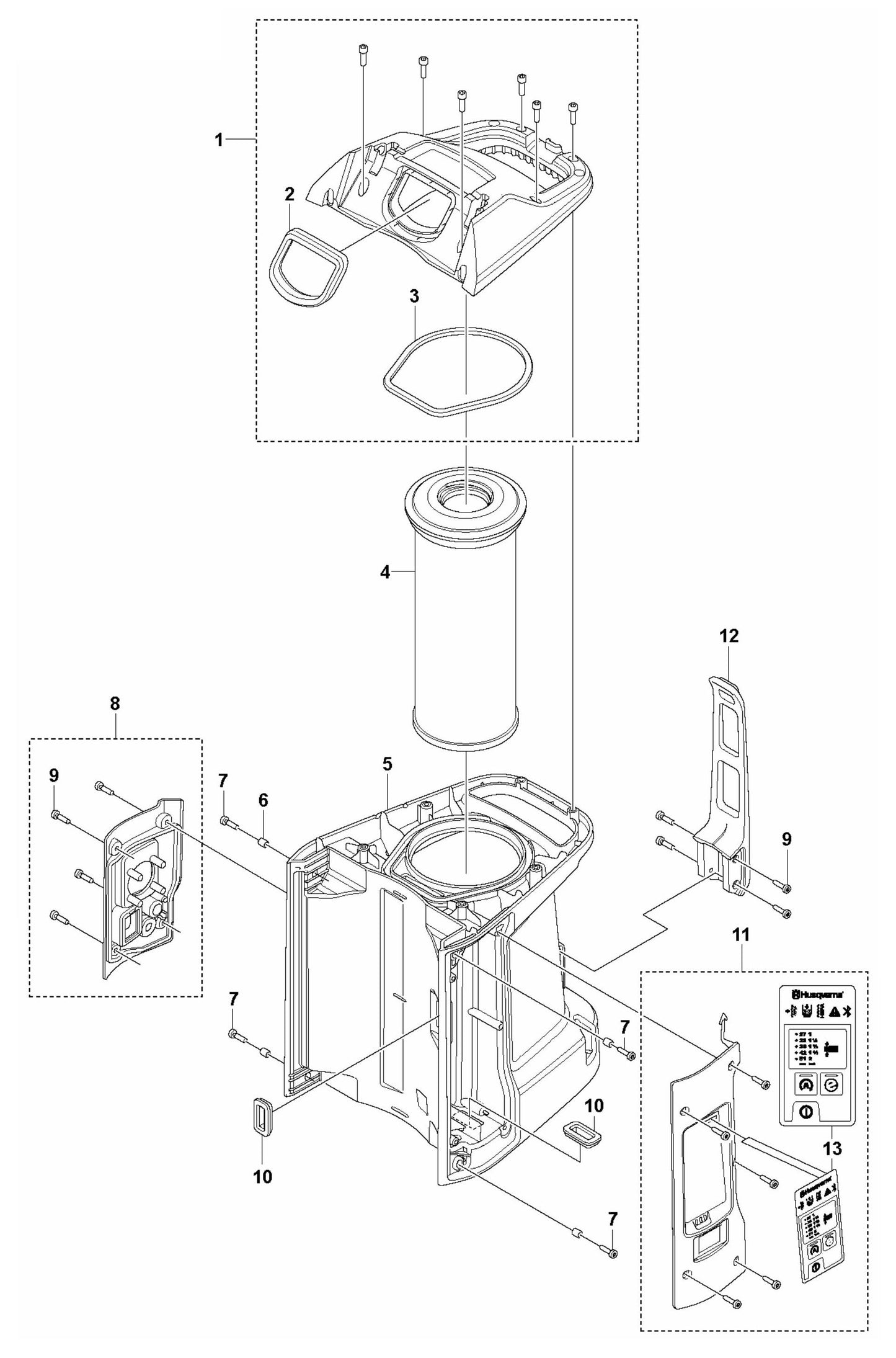 DE 110 Housing, Upper Assembly Parts