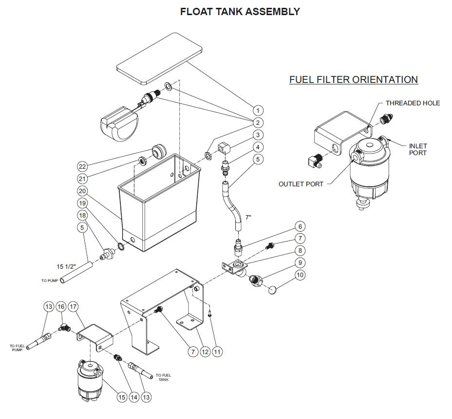 DH-1002-SE0E1G, DH-1502-SE0E1G, DH-2003-SE0E2G  (sn:0-15143412) Float Tank Assembly Parts By Mi-T-M