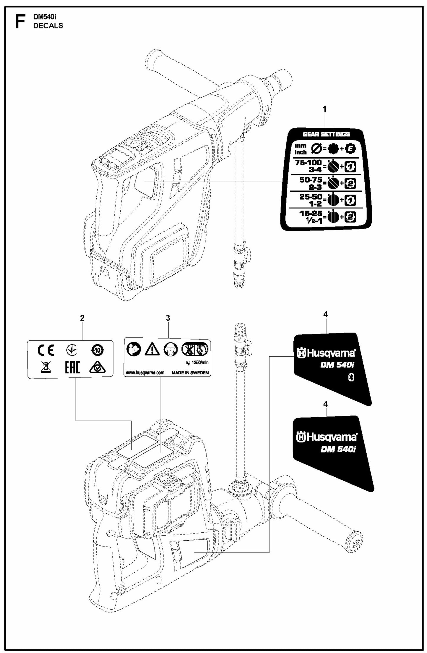DM 540i Decals Assembly Parts