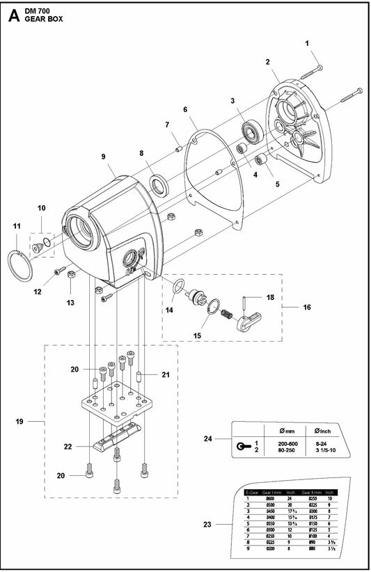 DM 700 Gearbox Assembly Parts