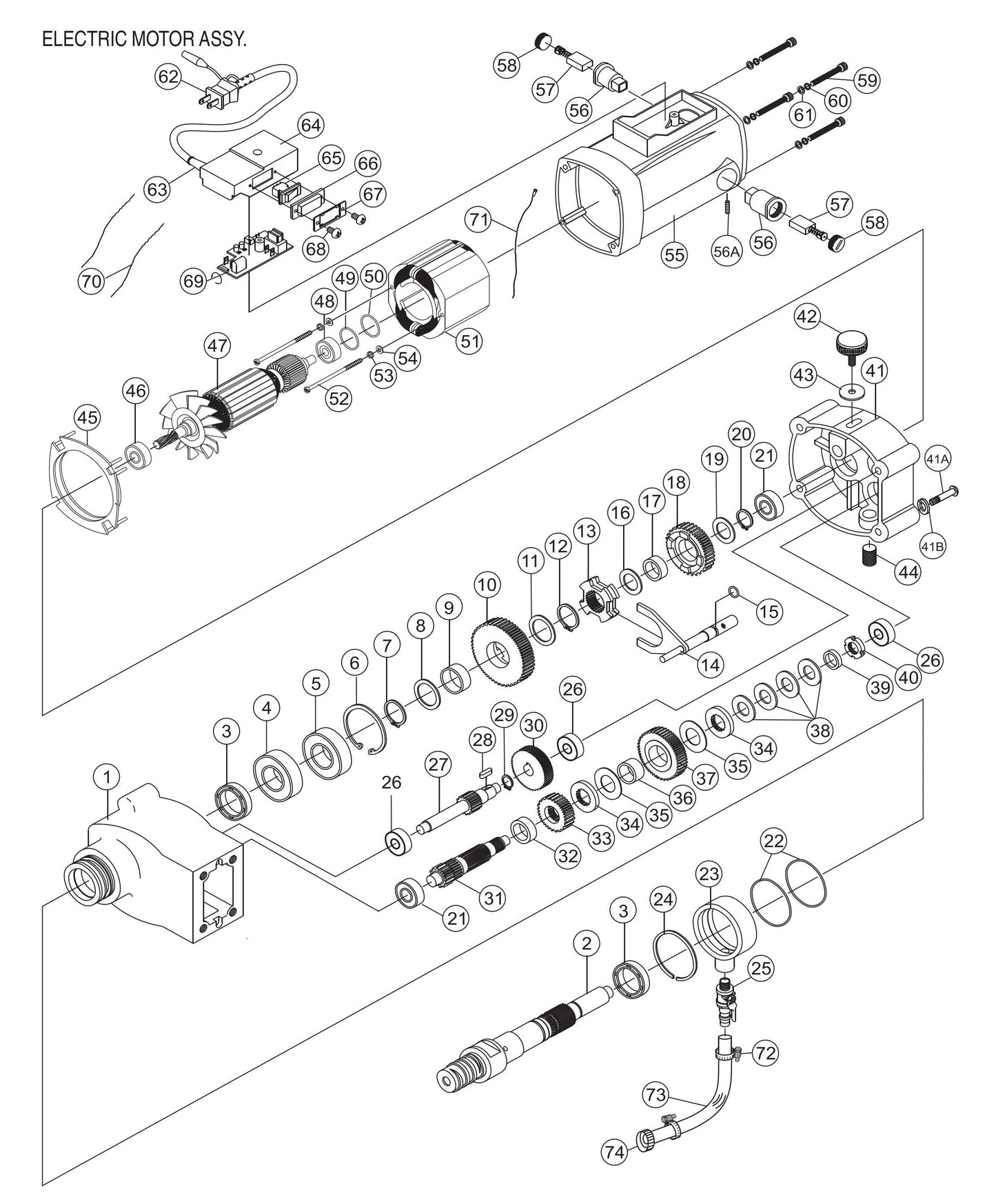 DM15A9C, CDM2CSA Electric Motor Assembly Parts