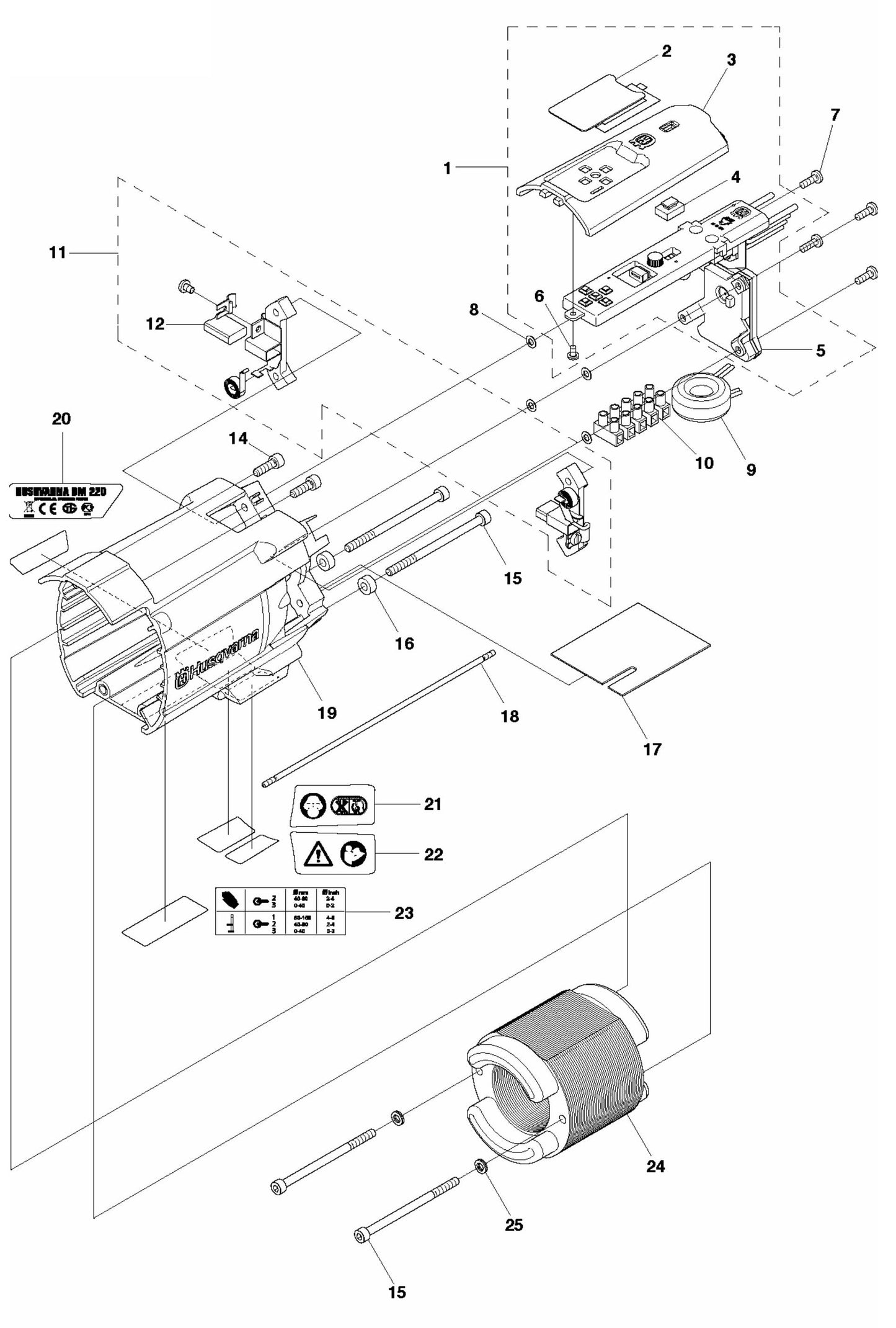 DM 220 Motor Assembly Parts-2 by Husqvarna