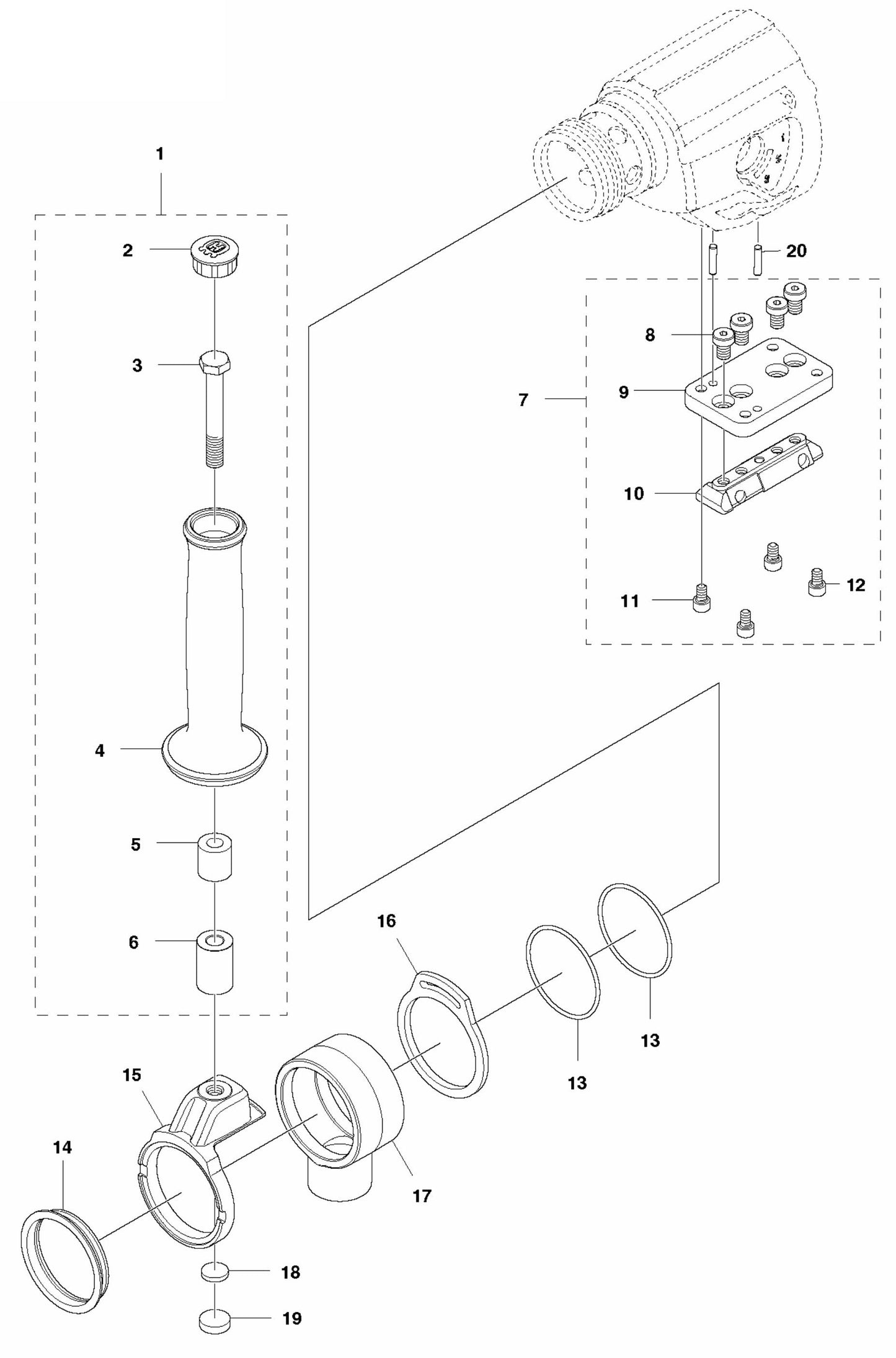 DM 220 Front Handle Assembly Parts by Husqvarna