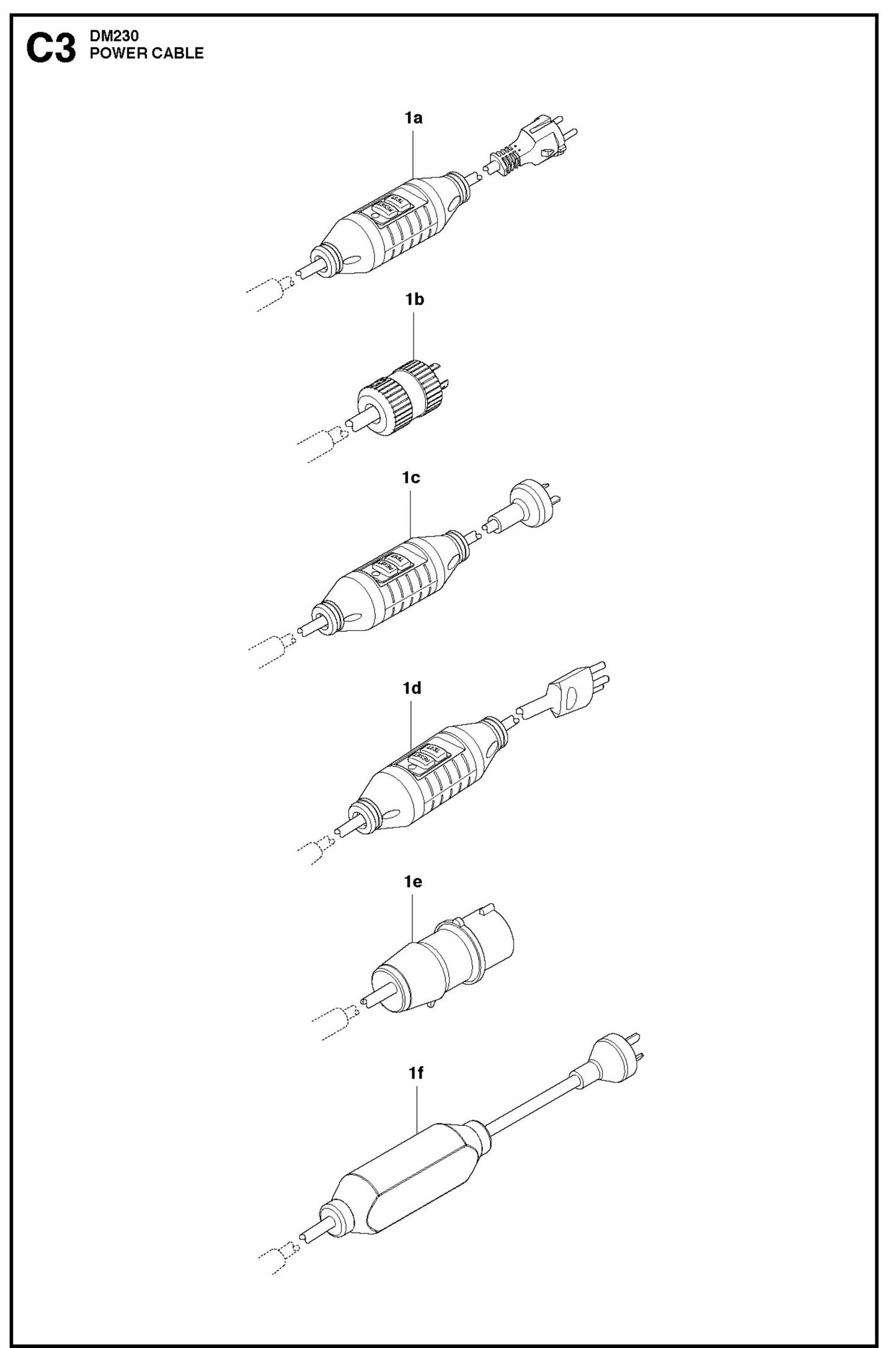 DM 230 Power Cable Assembly Parts
